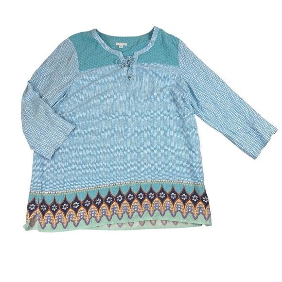 J. Jill Peasant tunic lace front Top size Medium - Picture 1 of 11
